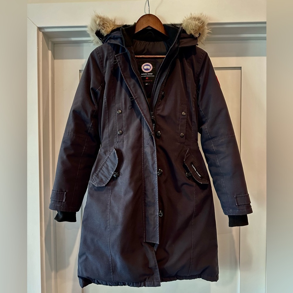 CANADA GOOSE - Shelburne Parka charcoal zip up fur hooded jacket